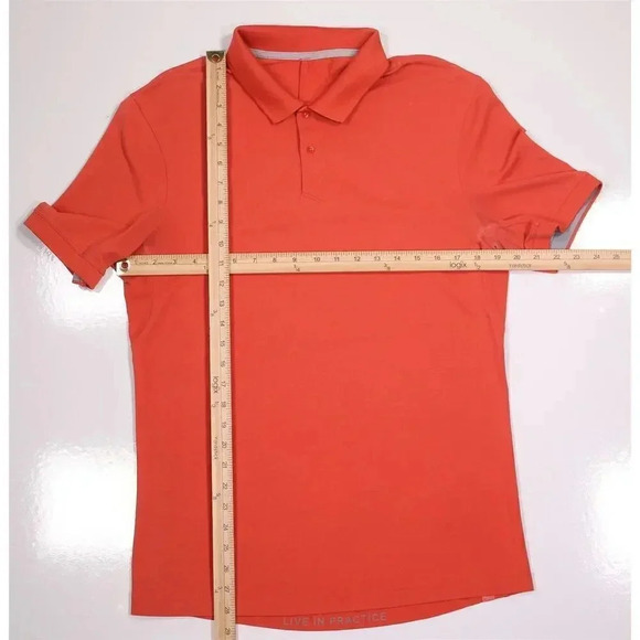 Lululemon Tech Pique Vermillion Salmon Performance Golf Polo Shirt~ Small - Picture 9 of 12